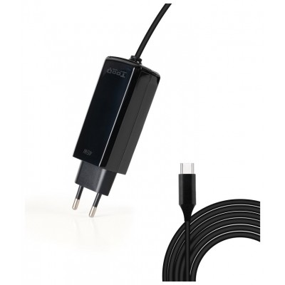 CARGADOR PORTATIL 45W TOOQ GAN USB-C PD CUBICO NEGRO