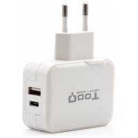 CARGADOR DE PARED TOOQ TQWC-2S02WT USB-C+USB-A 4.8A