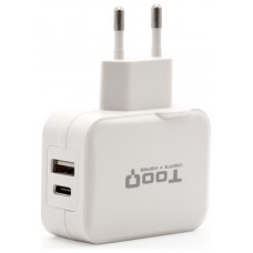 CARGADOR DE PARED TOOQ TQWC-2S02WT USB-C+USB-A 4.8A