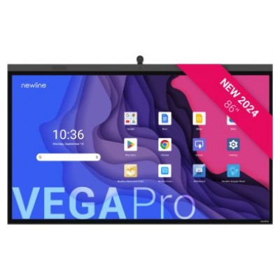 NEWLINE MONITOR INTERNATIVO VEGA (TT-8624Z) 86", ANDROID 13, CAPACITIVO P-CAP, CAMARA 4K, 8 MIC, MULTI USUARIO, 2X20W+SUB15W, WIFI 6 + BL, USB-C 100W, 8GB Y 128GB, 32 PT, NEWLINE APPS, OPS PC Y  SDM OPCIONAL, 5 A&Ntilde;OS DE GARANTIA ON SITE (Espera