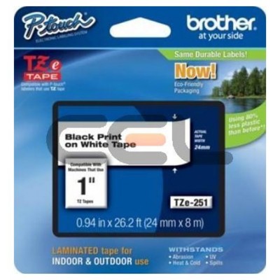 BROTHER Cinta laminada blanco/negro 24mm (Sin Blister)