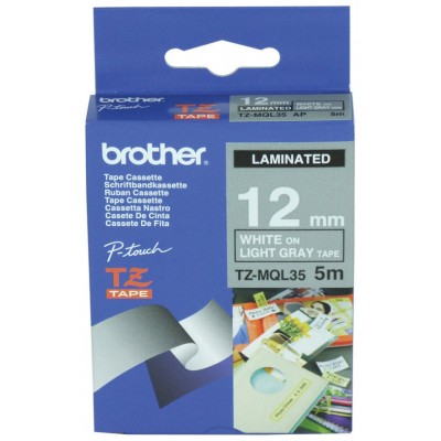 BROTHER Cinta laminada Mate Cinzento claro/Blanco 5m, 12mm