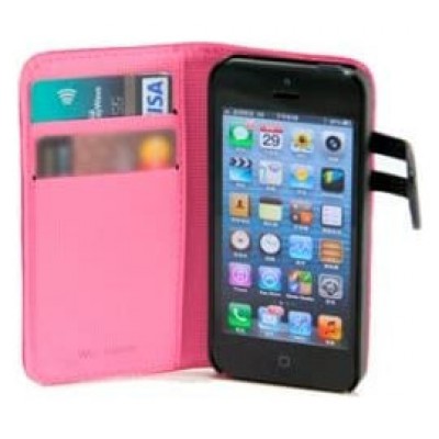 FUNDA WAZZABEE PARA IPHONE 5 POLIPIEL, MARCO INTERIOR PLASTICO, CIERRE MAGNETICO, ROSA (WB-M30WP-PK) (Espera 4 dias)