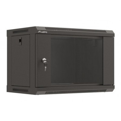 ARMARIO LANBERG MURAL RACK 19" 6U 540X350 FLAT PACK NEGRO PUERTA CRISTAL
